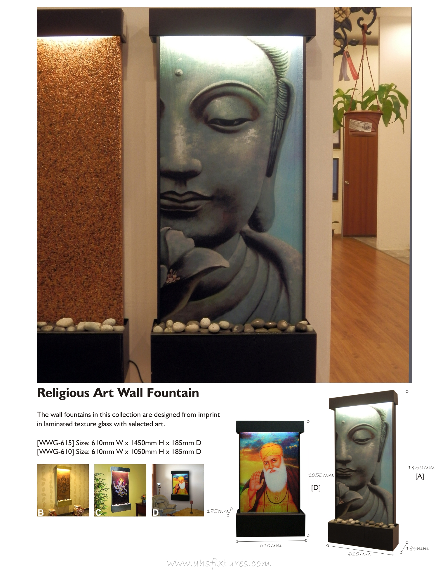 WWG-615 Religious Art Wall Fountains Water Features Made In Malaysia